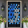 thumbnail image 5 of Blue Checkered 7th Birthday Banner Stars I Was 6 Now I'm 7 Display Numbers 6 & 7 Race Car  Checkered Flag Backdrop for 7th Birthday Party Kids Birthday Celebration Indoor Party Decoration, 5 of 8