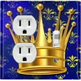 thumbnail image 1 of Metal Light Switch Wall Plate Outlet Cover (Queen Crown Blue Pattern - Single Duplex Single Toggle), 1 of 2