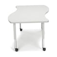 thumbnail image 4 of Small Wave Adjustable Height Desk with Casters in Red, 4 of 4