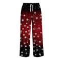 thumbnail image 4 of Christmas Sleep Pants for Women Snowflakes Elastic High Waist Drawstring Sleep Pants Wide Leg Soft Loose Xmas Sleep Pants, S, 4 of 6