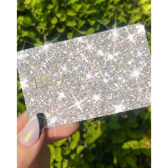 Exotix Card Shiny Novelty Vinyl Credit Card Skin Cover, Silver