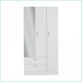 thumbnail image 7 of Wardrobes 3-Door with Mirror, 2 Drawers & Hanging Bar | 71"H x 35"W x 20"D | White | Laminated Particle Board, 7 of 7