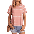 thumbnail image 6 of SOMER Women’s Striped Cotton Blouses Casual Short Sleeve Crew Neck Summer TShirts for Going Out,Pink (Available in Plus Size), 6 of 7