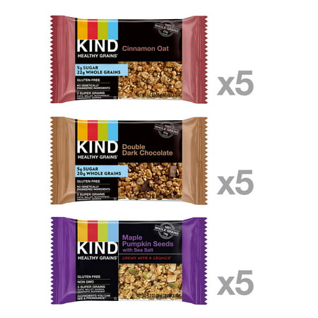 KIND Healthy Grains Granola Bar Variety Pack, 15 Ct, Double Dark Chocolate, Cinnamon Oat, Maple Pumpkin Seeds with Sea (Best Pumpkin Seed Recipe Cinnamon)