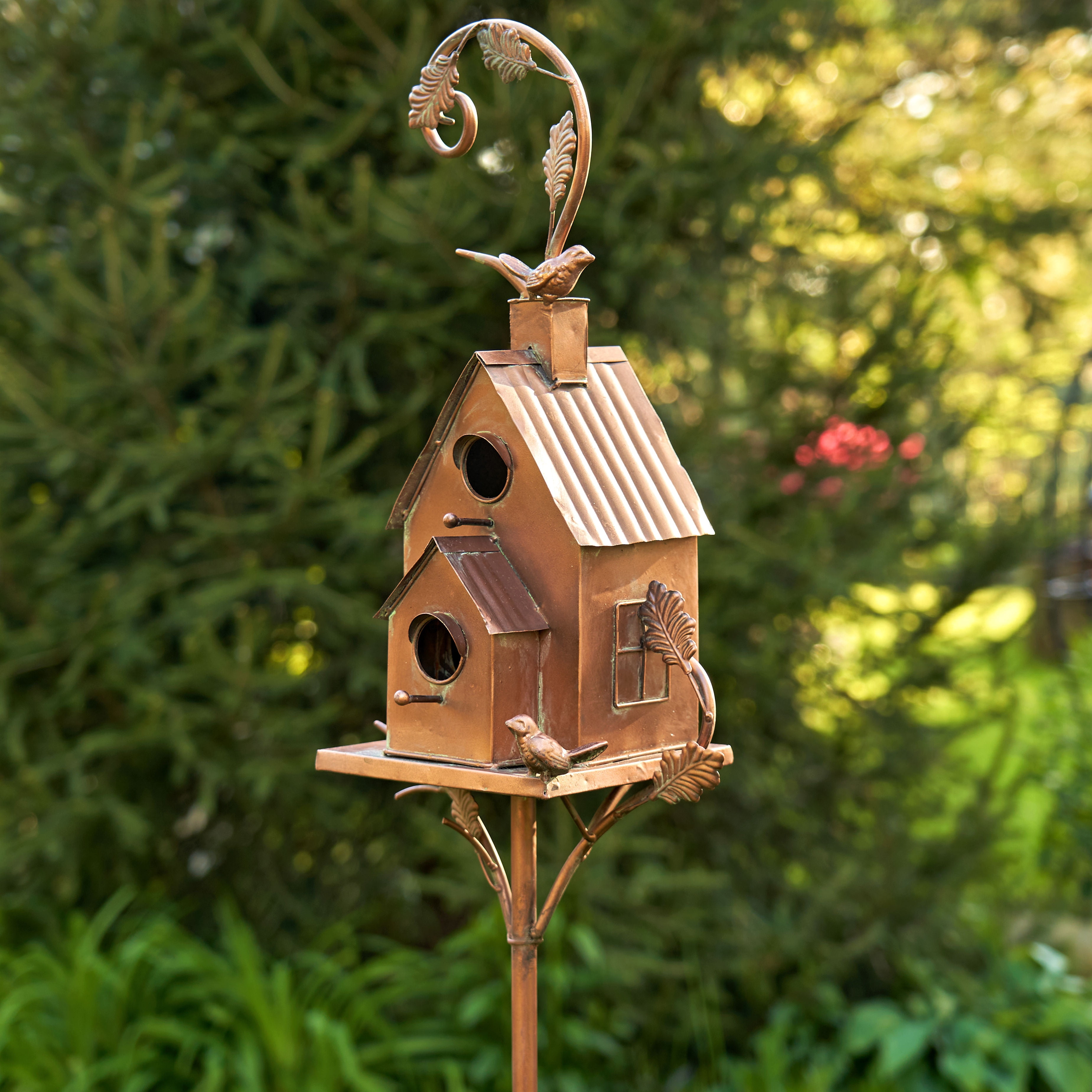 Room for Multiple Bird Families in Each Copper Colored Multi-Birdhouse Stakes 