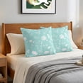 thumbnail image 6 of Pillow Covers 20x20 Set of 2, Teal Wildflowers Throw Pillow Covers Decorative Couch Cushion Cover, Farmhouse Floral Botanical Leaves Microfiber Soft Square Pillowcases for Bedroom Living Room Sofa, 6 of 9