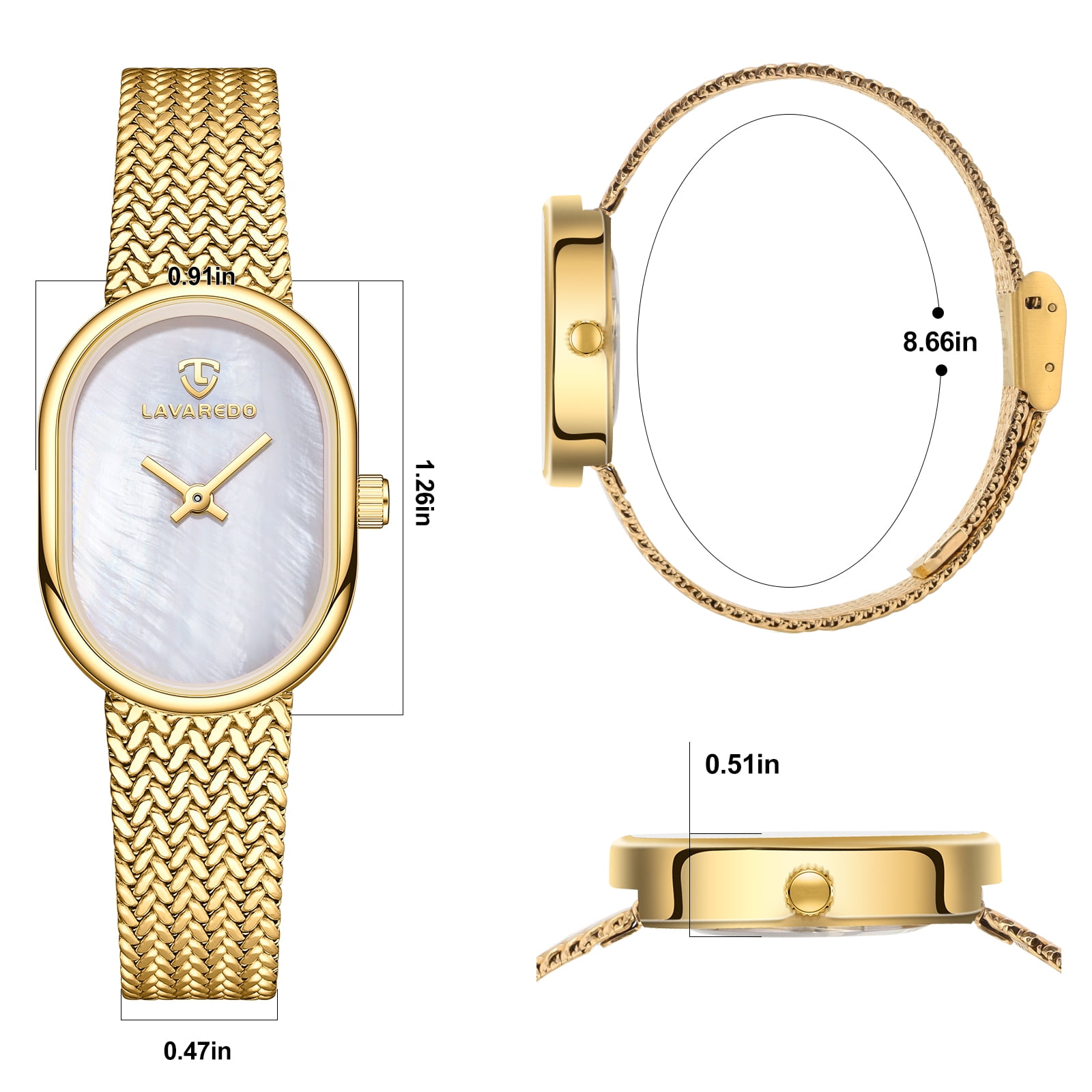 Elegant Watches for Women Oval Minimalist Dial Stainless Steel Band Woman Watch,3ATM Water Resistant, Perfect Gift for Women