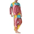 thumbnail image 2 of Naloa Colorful Wool Balls Men’s Pajamas Set - Long Sleeve Button Down Sleep Shirt and Pajama Bottoms Sleepwear Set-XX-Large, 2 of 7