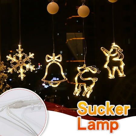 

Christmas Decorations for Indoor Outdoor LED Sucker Lights Christmas Tree Bells Snowflake Elk Window Decorations Lights Christmas Gift on Clearance