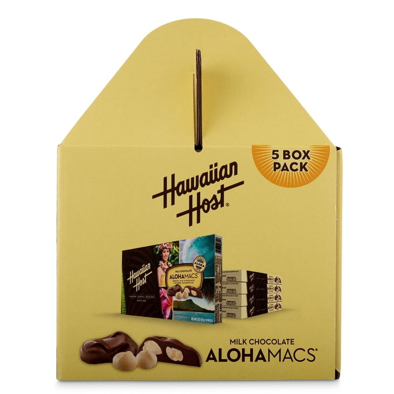 Hawaiian Host Milk Chocolate AlohaMacs Covered Macadamias 5 Box