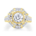 thumbnail image 2 of 10.80 CT Round Cut Simulated White Diamond Halo Cluster Engagement Ring In 14K Yellow Gold Over Sterling Silver (Color: White, Clarity: VVS1-VVS2, 10.80 Cttw) -9.5, 2 of 8