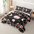 thumbnail image 3 of Homewish Bohemian Moon Phase Twin Quilt Set, Pink Flower Blossom Twin Coverlet Set, 2pcs 1 Bedspread and 1 Pillowcase, 3 of 7