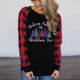 thumbnail image 1 of ICHUANYI Liquidación Blusa holgada de manga larga con cuello redondo y costuras de árbol de Navidad a cuadros para mujer ICHUANYI WER202308244169, 1 of 9