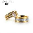 thumbnail image 2 of His and Hers Wedding Ring Sets Couples Rings Yellow Gold Plated Heart Cz Stainless steel band, 2 of 5