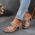 thumbnail image 5 of Willtoo Women's Chunky Block Heel Sandals - Open Toe Slip-On Ankle Strap Slides with Adjustable Buckle, for Casual & Evening Wear. Beige US-8（EU-40）, 5 of 5