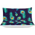 thumbnail image 3 of HAHDAXIA Peacock Feather Bedding Solid Comforter Set for All Seasons,3 Pieces(1 Comforter+2 Pillowcases),Soft Microfiber Bedding Set Full(79"x90"), 3 of 7