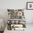 thumbnail image 5 of Manfei Vintage Dino Animals King Size Comforter Sets,Retro Plaid Comforters King Size,Yellow Gray,Light Gray Reversible,3 Pieces,1 Comforter and 2 Pillowcases, 5 of 7