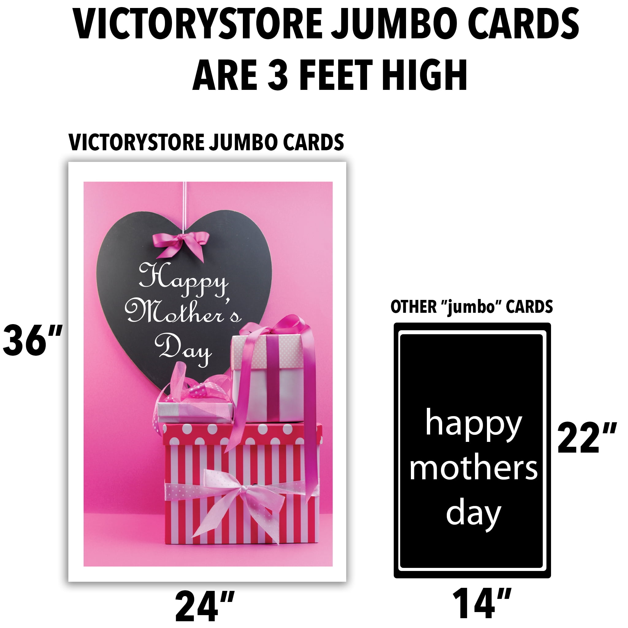 VictoryStore Jumbo 3 Foot Mother’s Day Card (Pink Presents Design) 2 feet x 3 feet Card with Envelope