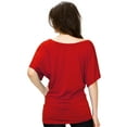 thumbnail image 5 of Made by Johnny Women's Boat Neck Short Sleeve Dolman Drape Top L RED, 5 of 6