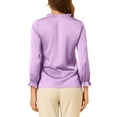 thumbnail image 3 of INSPIRE CHIC Women's Ruffle Neck Bubble Sleeve Elastic Cuff Button Office Blouse S Lavender, 3 of 7