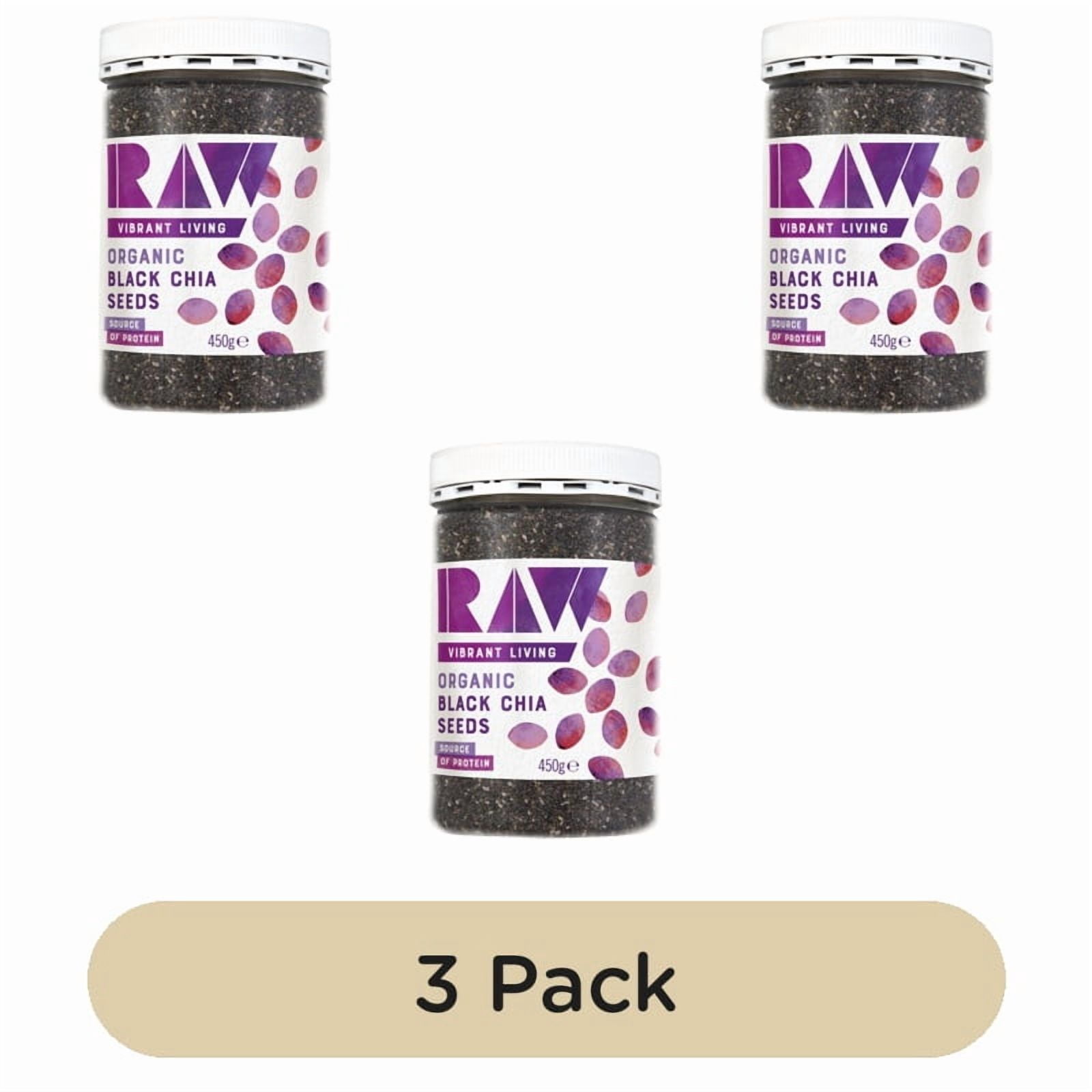Raw Health Organic Black Chia Seeds 450g, British Import (Pack of 3)
