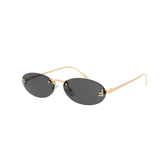 FENDI FE 4075 US 30A Shiny Crystal Endura Gold Grey Lens Women Sunglasses New