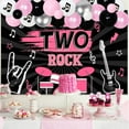 thumbnail image 3 of Born Two Rock Birthday Decorations for Girl Rock and Roll 2nd Birthday Party Supplies with Born Two Rock Background Guitar Balloon Black and Pink Balloon Arch for Rock Band Music Theme Party., 3 of 7
