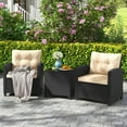 thumbnail image 4 of Gymax 3 PCS Patio Furniture Set w/Tempered Glass Coffee Table Washable Cushions Beige, 4 of 10