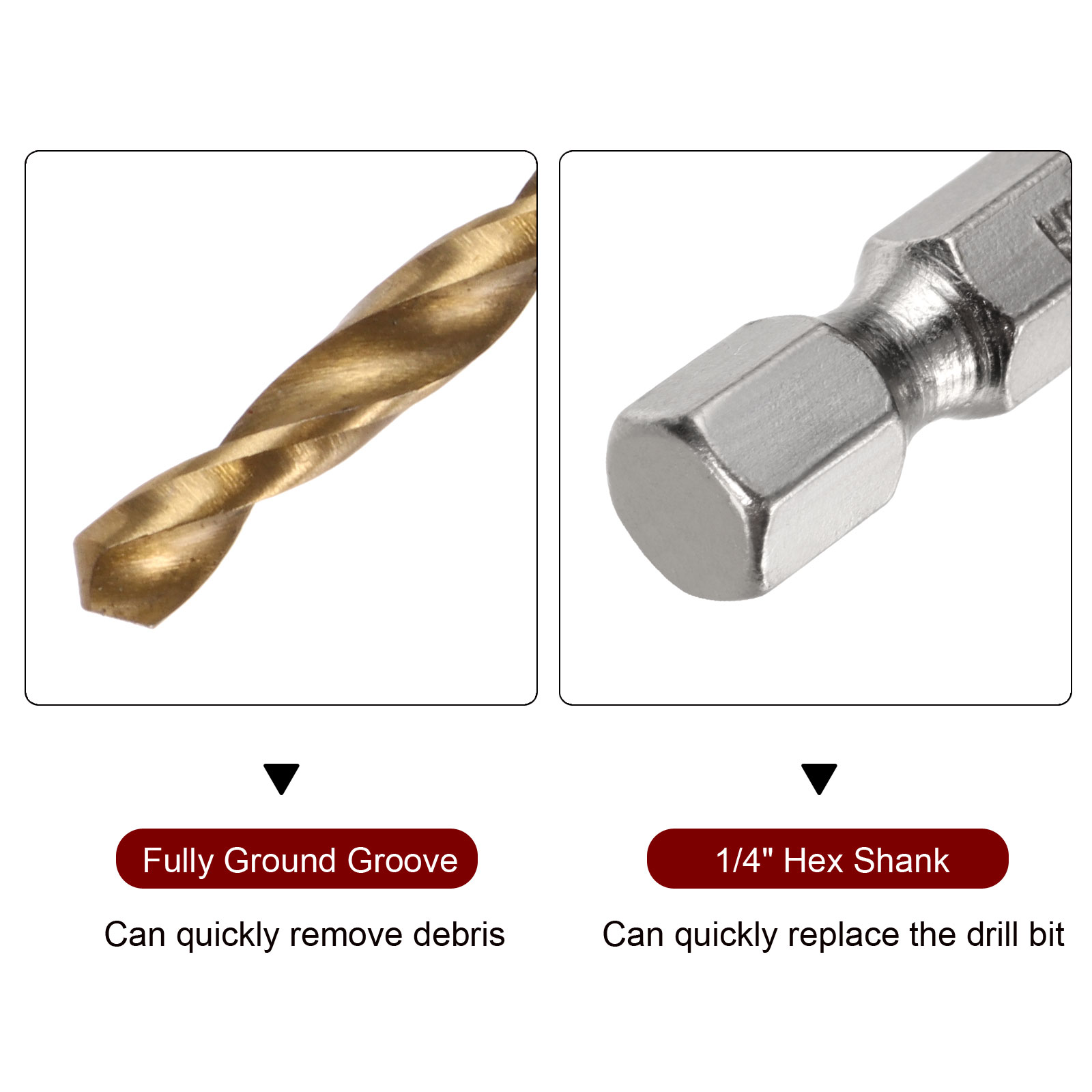 Uxcell 24pack Hex Shank Drill Bit 1/8" M35 High Speed Steel Titanium Coated Twist Drill Bit 90mm Long with 1/4" Shank