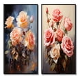 thumbnail image 2 of Designart "Peach Roses love expression I" Roses Framed Wall Art Set Of 2 - Peach Floral Frame Gallery Set For Office Decor, 2 of 6