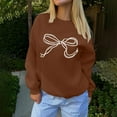 thumbnail image 5 of Sweaters For Women Bow Graphic Oversized Pullover Crewneck Sweatshirts Fall Fashion Tops Polyester Brown Size S-2Xl Oversized Sweaters For Women, 5 of 5