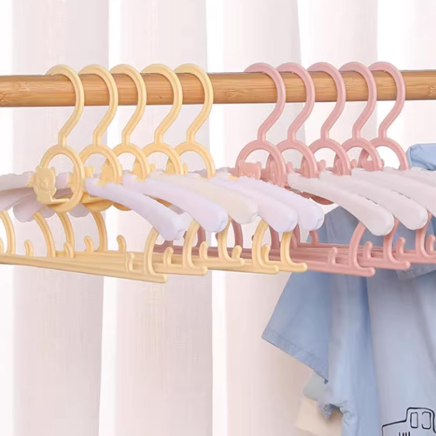 Baby Hangers for Closet, Non-Slip 11"-14" Adjustable Infant Clothes Hanger for Nursery, 0-18yrs Plastic Kid Hanger Clothing Organizer, Children Pink Plastic Rack for Newborn Toddler Coat, 20pcs