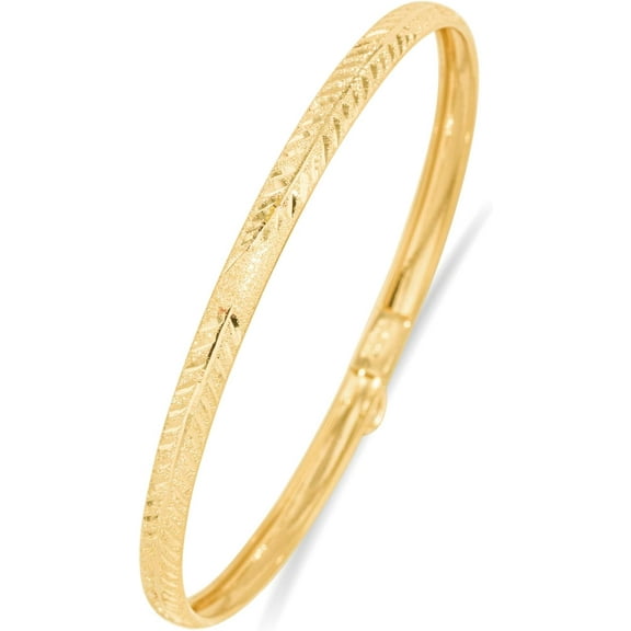 Floreo 10k Yellow Gold 4mm Lattice Satin Finish Textured Flex Bangle Bracelet