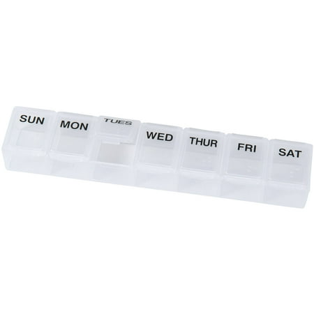 DMI Weekly Medicine Pill Organizer Box, Pill Case Medication and Vitamin Dispenser, 7 Day Pill Holder Boxes and Daily Travel Pill Organizer