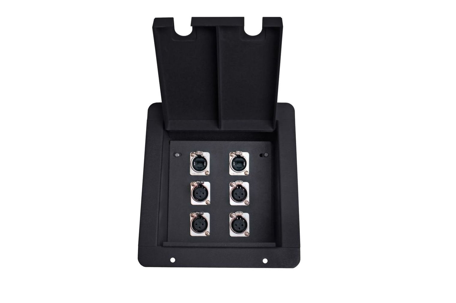 Elite Core | FB6 | Recessed Floor Box | 4 XLRF and 2 EtherCon Pass ...