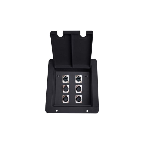 Elite Core | FB6 | Recessed Floor Box | 4 XLRF and 2 EtherCon Pass-Through Connections
