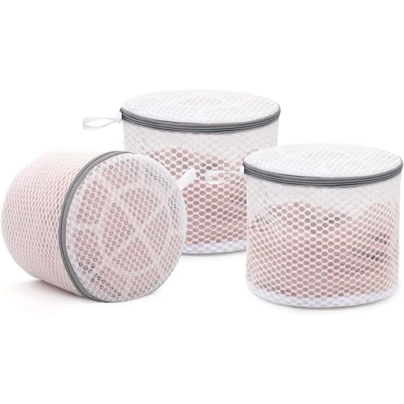 3Pcs Bra Wash Bags, Honeycomb Mesh Laundry Bags for Delicates, Lingerie, Intimates and Underwear 7 x 7 x 6 Inches