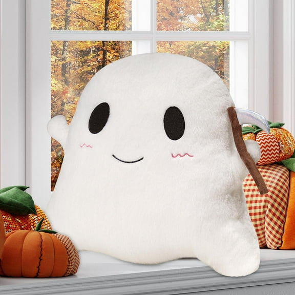 Ghost Decorative Throw Pillow,Ghost Shaped Spooky Plush Pillows, Halloween Decorations, Halloween Pillows for Holiday Party Home, Decor for Living Room Bedroom, White