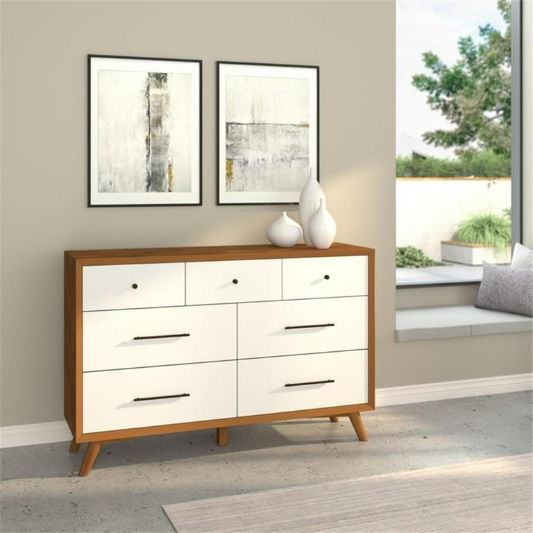 alpine furniture flynn mid century modern 7 drawer dresser Alpine Furniture Flynn Mid Century 7 Drawer Dresser in Walnut (Brown) - Bed Bath & Beyond