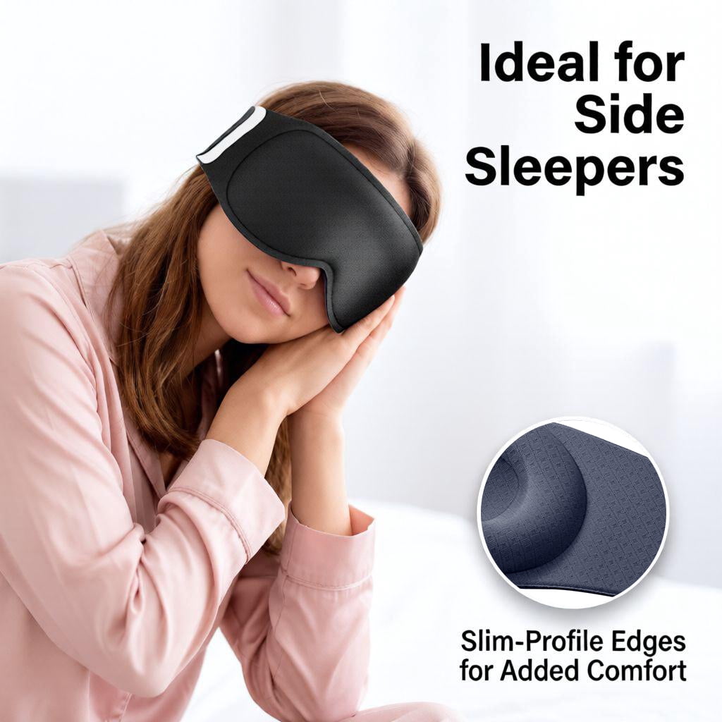 FACEMOON Weighted Sleep Mask 100% Blackout 3D Contoured for Men and Women Tranquil Night Sleep Soft Memory Foam Zero Pressure Airplane Travel Black