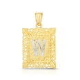 thumbnail image 6 of Floreo 10k Yellow Gold and White Gold 14.5mm or 18mm Personalized Alphabet Monogram A-Z Initial Square Pendant, 6 of 6