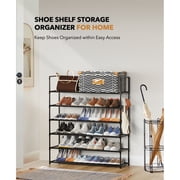 Riousery Shoe Rack Organizer, 6-Tier Stackable, Black Nonwoven Fabric, 38.4 inch, Holds up to 35 Pairs