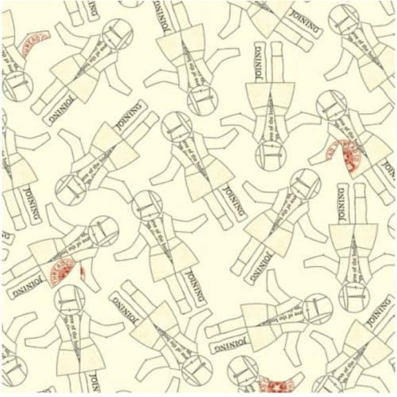 She who Sews Handmaids Paper Dolls Ecru 100% Cotton Quilting Fabric by The Yard