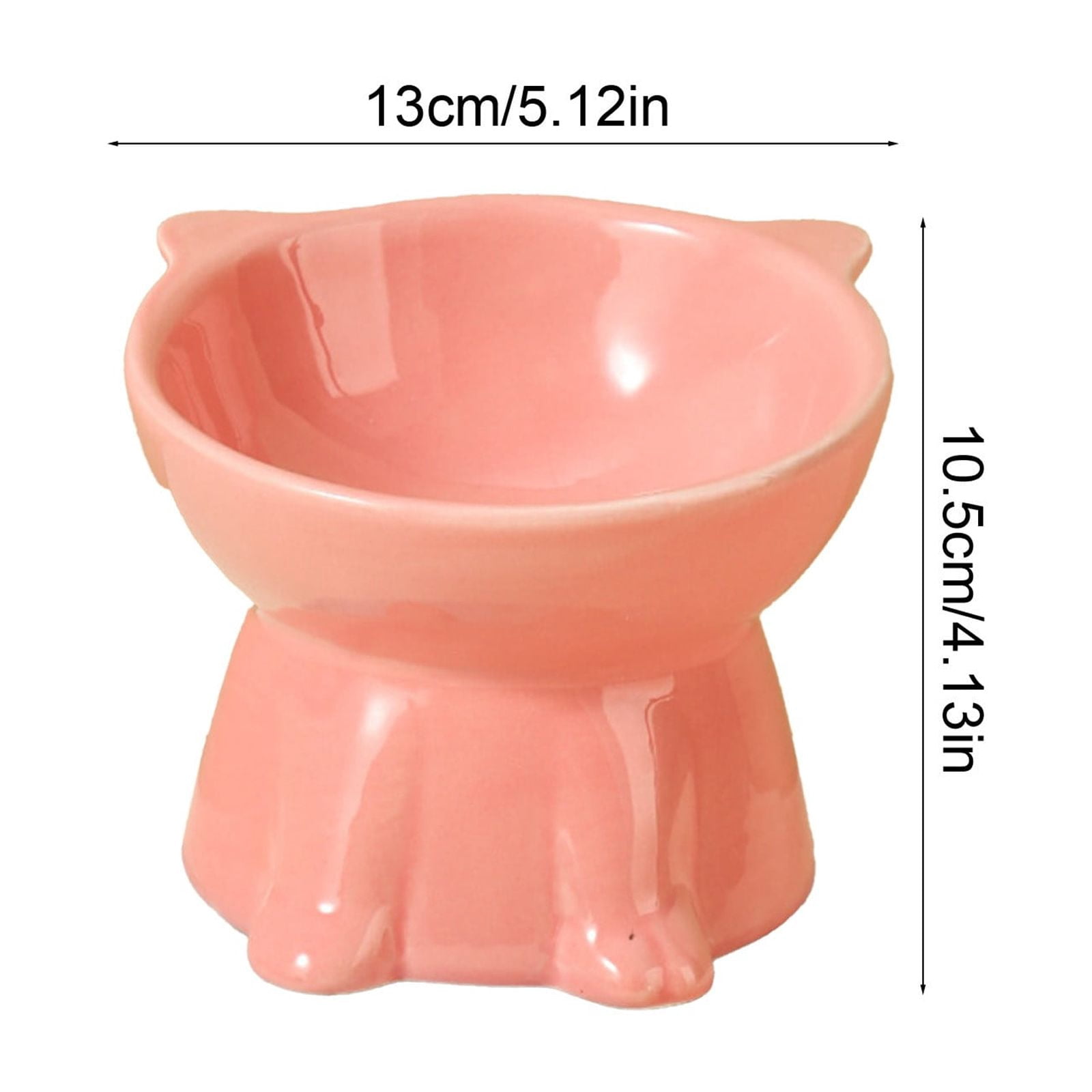 Cat Food Bowl Ceramic | Raised Elevated Design | Wide Shallow Dish | Large Capacity 250ml | Prevents Whisker Fatigue | Stable Non-Tip Base | Multicolor | Easy Clean | 13x10.5cm | 1 Piece