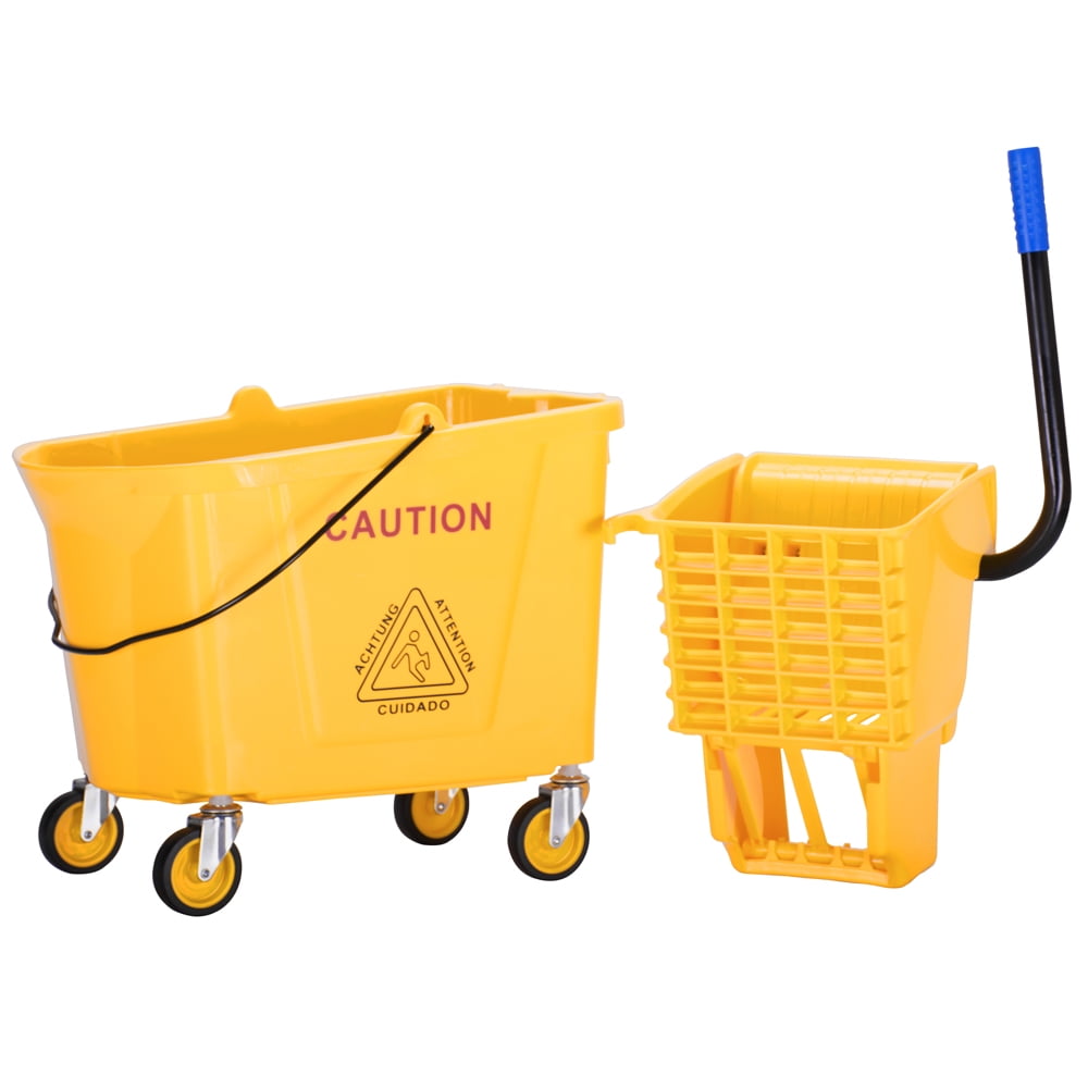 Kepooman 36L/34Quart/9.5Gallon Mop Bucket with Side Press Wringer, Mop Bucket Wringer Combo with Wheels, Yellow Kepooman 36L/34Quart/9.5Gallon Mop Bucket with Side Press Wringer, Mop Bucket Wringer Combo with Wheels, Yellow