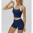 thumbnail image 2 of PISONIC Women Two Piece Workout Sets Color Block Backless Tank Top and High Waist Booty Lifting Shorts Gym Yoga Active Outfits, 2 of 7