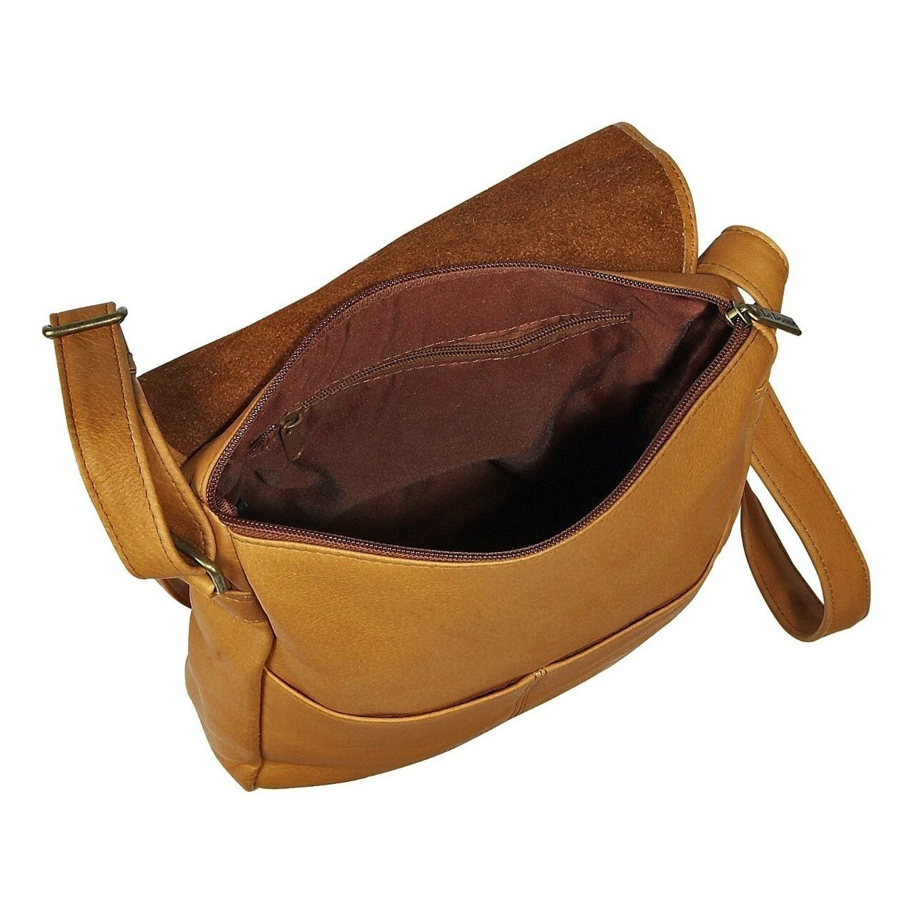 Le Donne Leather Vertical Flap Over Shoulder Bag H-149R - image 2 of 5