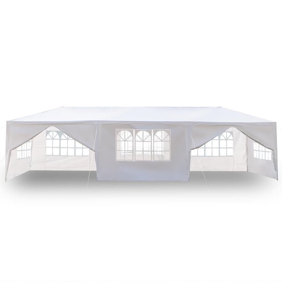 Outdoor Party Tent, Large Tents for Parties, Wedding, Birthday, White Canopy Tent with Removable Sidewalls & Transparent Windows, Outside Gazebo Event Tents 10X30' With 8 Walls