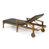 Adjustable Chaise Lounge, Outdoor Acacia Wood Lounge for Patio Poolside, Teak and Green