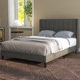 thumbnail image 5 of Upholstered Bed Frame Full Size with Tufted Headboard and Wingback, Strong Wood Slat Support, No Box Spring Needed, Easy Assembly, Grey, 5 of 8